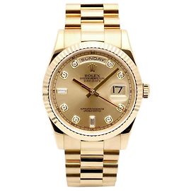 Rolex Mont Day-Date en or pour homme Original avec Diamants