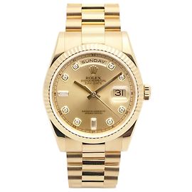 Rolex Mont de luxe Day-Date pour homme en or, nouveau fermoir, or champagne, diamant original