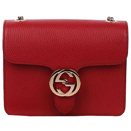Gucci Borsa a tracolla con catena rossa con maglie intrecciate GG Gold