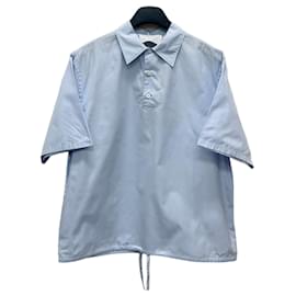 Camicia a maniche corte in cotone con logo a triangolo - Prada