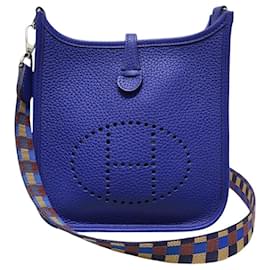 Borsa a tracolla mini Evelyn Clemence Silver Royal Blue - Hermès
