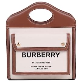 Burberry Mini borsa a tasca in tela bicolore con logo