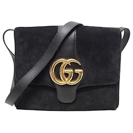 Borsa a tracolla Ali in scamosciato nero GG Marmont - Gucci