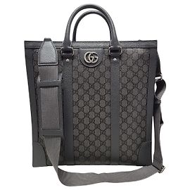 Gucci Borsa Tote Ophidia Medium in tela GG Supreme grigio e nero