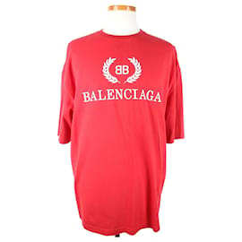 Balenciaga Laurel Logo Kurzarm-T-Shirt Rot