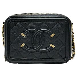 Chanel Petite pochette bandoulière Cosmetic en caviar noir