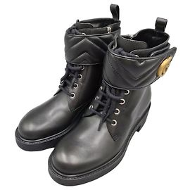 Gucci Botines para mujer en cuero negro doble