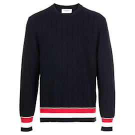 Gestrickter Pullover mit gestreiftem Besatz - Thom Browne