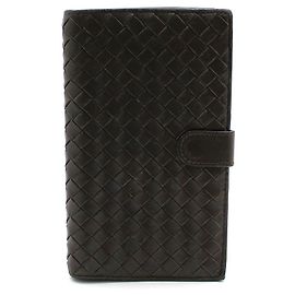 Bottega Veneta Cartera larga de malla tejida marrón oscuro