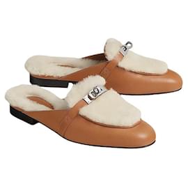 Hermès Oz Kelly Mule Damen Hausschuhe Natural