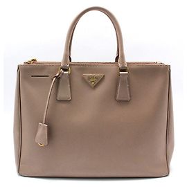 Prada Borsa Tote Cameo Saffiano Lux Gold con Doppia Cerniera
