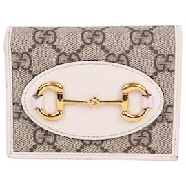 Gucci White Horsebit Portemonnaie mit Goldrand