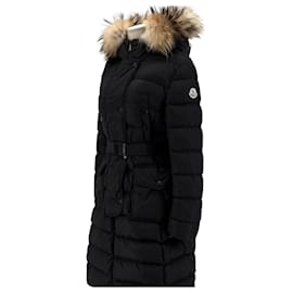 Abrigo largo acolchado de piel de mapache Moncler Chloe