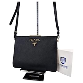 Prada Borsa a tracolla Saffiano Light Frame Nera