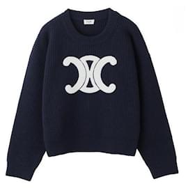 Crew Neck Pullover aus gerippter Wolle - Céline