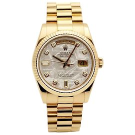 Rolex Mont Day-Date en or pour homme avec cadran en météorite et diamants originaux