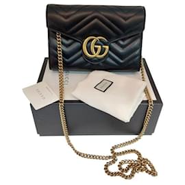 Gucci Black Marmont Matelassé Mini Chain Shoulder Crossbody Bag