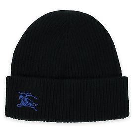 Burberry Gorro de cachemira con logotipo bordado (Negro)