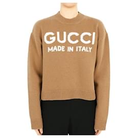 Damen Strick aus Wolle mit Logo-Intarsien (Beige) XKDRP - Gucci