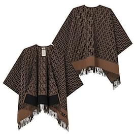 Fendi Woll-Kaschmir-Poncho mit Logo