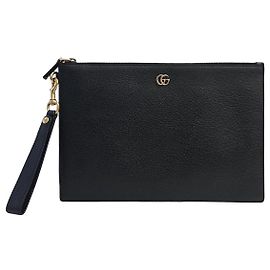 Gucci Clutch Pouch GG Marmont in pelle di vitello Nero