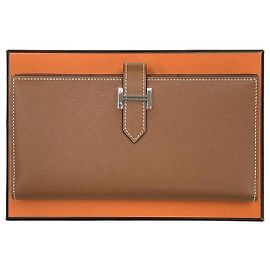 Hermès Portafoglio Lungo Bearn Timbro Oro Argento