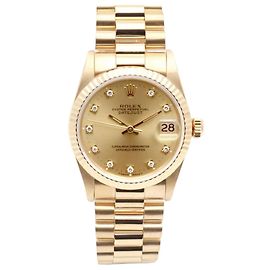 Rolex Orologio Datejust Gold Medium da donna in oro con diamanti originali