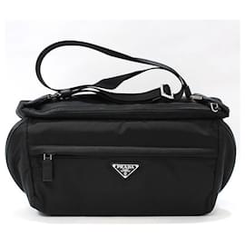 Borsa a tracolla grande Re-Nylon Tessuto Pocono Biker, non utilizzata / Nero - Prada