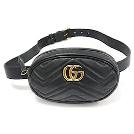 Black Matelassé Chevron GG Marmont Gürteltasche - Gucci