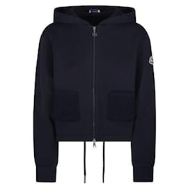 Baumwoll-Kapuzenpullover mit Reißverschluss und Strickdetails - Moncler
