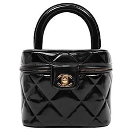 Chanel Borsa Tote Vanity trapuntata in vernice nera