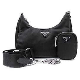 Prada Borsa Hobo in tessuto con tracolla a catena