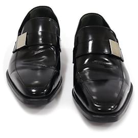Mocassino da uomo in pelle nera lucida con logo argento - Loewe