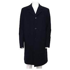 Louis Vuitton Cappotto lungo da uomo in misto lana e cashmere blu navy con monogramma floreale di stagione