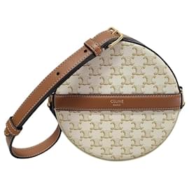 Borsa rotonda in tela White Triomphe - Céline