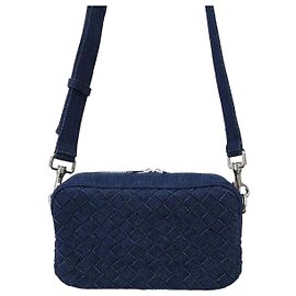 Bottega Veneta Borsa fotocamera in denim blu indaco