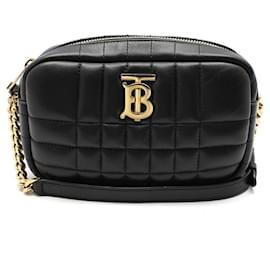 Mini borsa a tracolla Lola in pelle nera con logo TB dorato - Burberry