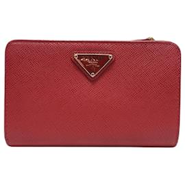 Rote Saffiano Damen Geldbörse mit Dreieckslogo - Prada