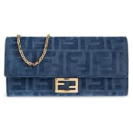 Flockierter Denim Continental Wallet - Fendi