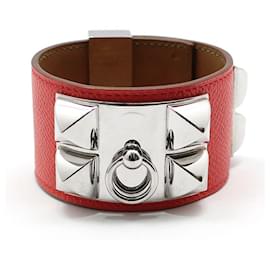 Bracelet en cuir Epsom Medor argenté - Hermès