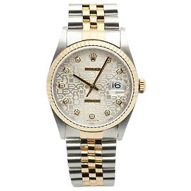 Rolex Orologio Datejust Combination da Uomo Originale con Quadrante in Diamanti Argento e Quadrante Computer