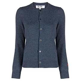 Wollstrickjacke mit kleinem rotem Herz-Aufnäher - Comme Des Garcons
