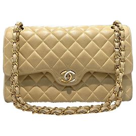 Chanel Borsa con patta in agnello Classic Paris Medium Beige Series