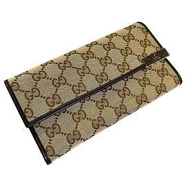 Gucci Langer Geldbeutel aus Leder und Canvas mit GG-Logo