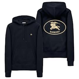 Schwarzer Hoodie mit Logo auf dem Rücken und Kordelzug - Burberry