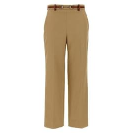 Pantalones de sarga de algodón con morsas - Gucci