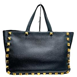 Borsa Shopper Garnet Roman Gold Rockstud Decor Nero - Borsa a tracolla - Borsa Tote - Valentino