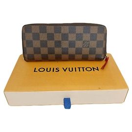 Cartera Louis Vuitton Clemence en Canvas Damier Ebene Long Wallet Cherry Brown