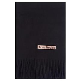 Sciarpa con frange in lana pesante stretta Acne Studios Nero