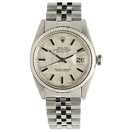 Rolex Orologio Datejust Vintage da Uomo in Acciaio con Quadrante in Broccato, Nato in